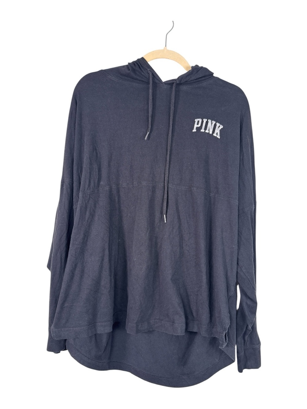 Victoria Secret Pink Black Oversized Hoodie Sweatshirt Womens XL Casual